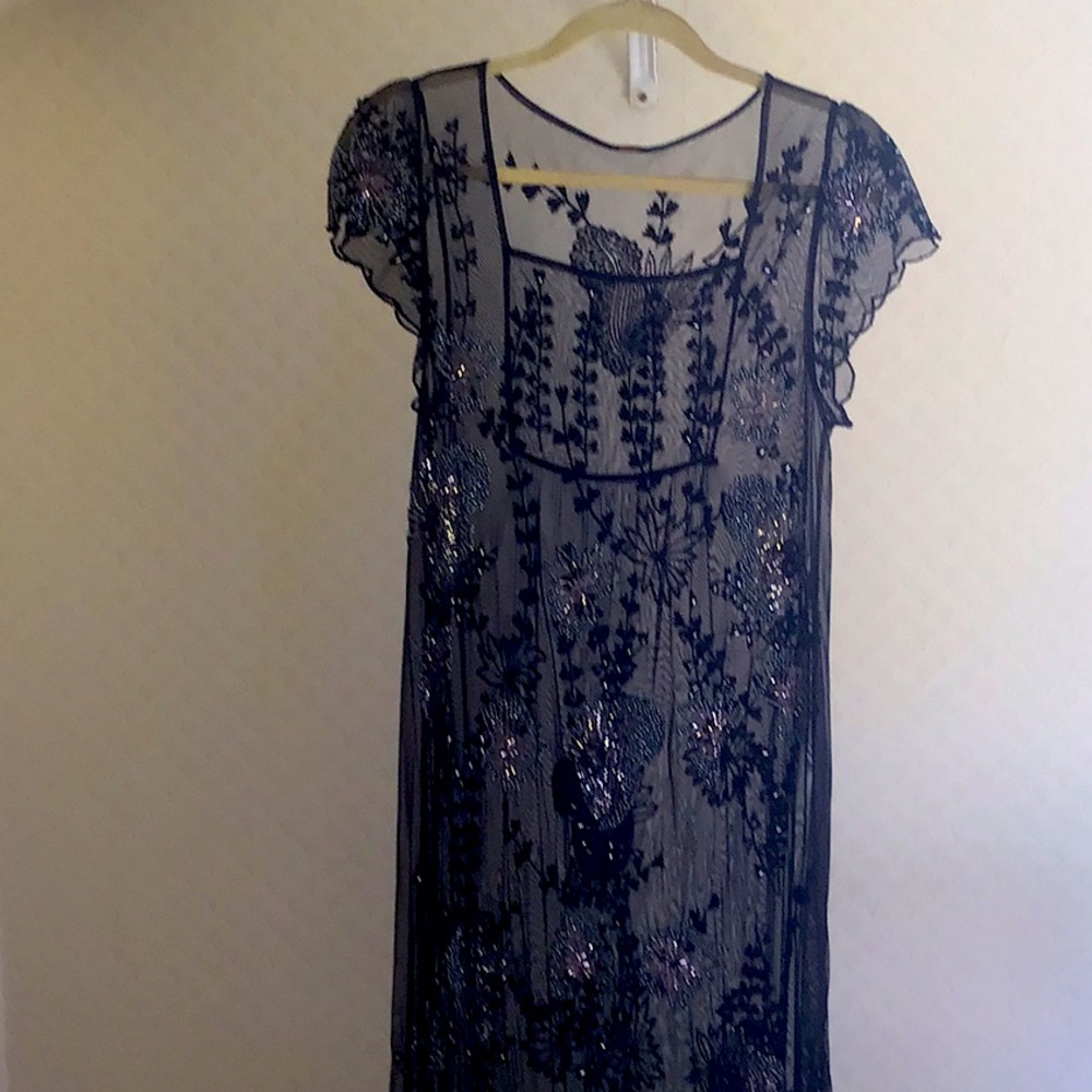Free people 1920s glass beaded sheer dress gown !!!!!